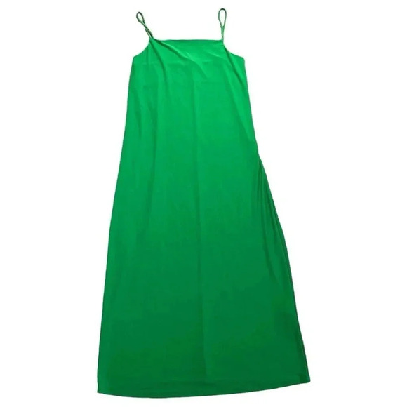 Zara Green Stretch Pull-on Spaghetti Strap Midi Dress Size Medium Y2K - Picture 1 of 5